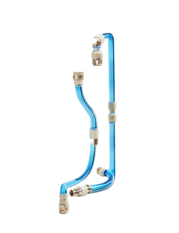 Cooling solution pipes with blue liquid