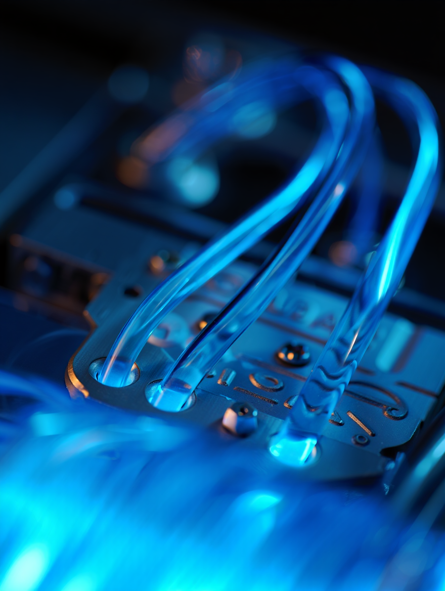 Up close image of the cooling system equipment with 3 wires.