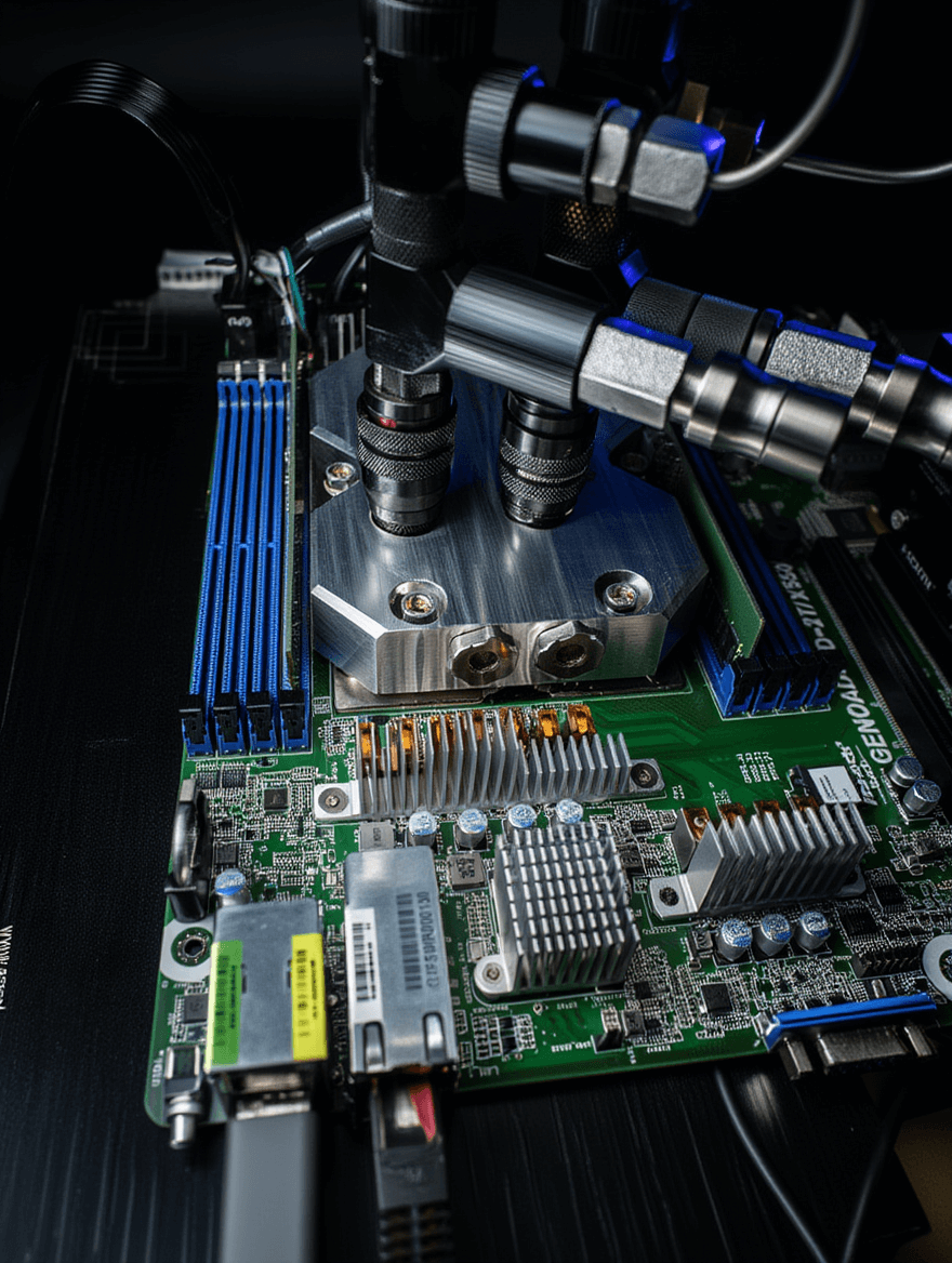 Close up of equipment inside an Enhanced Motherboard