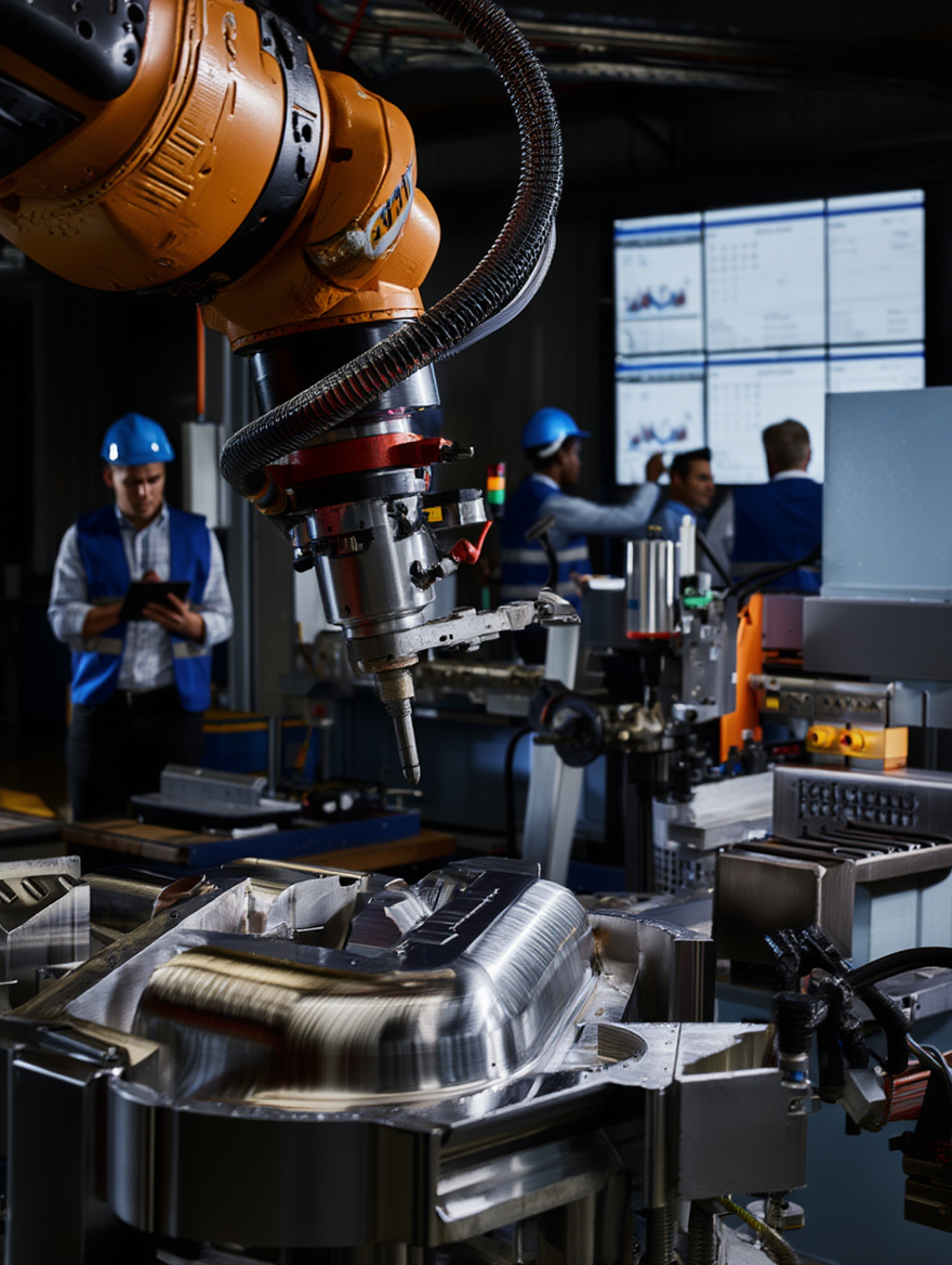 Image from a factory floor machinery in action