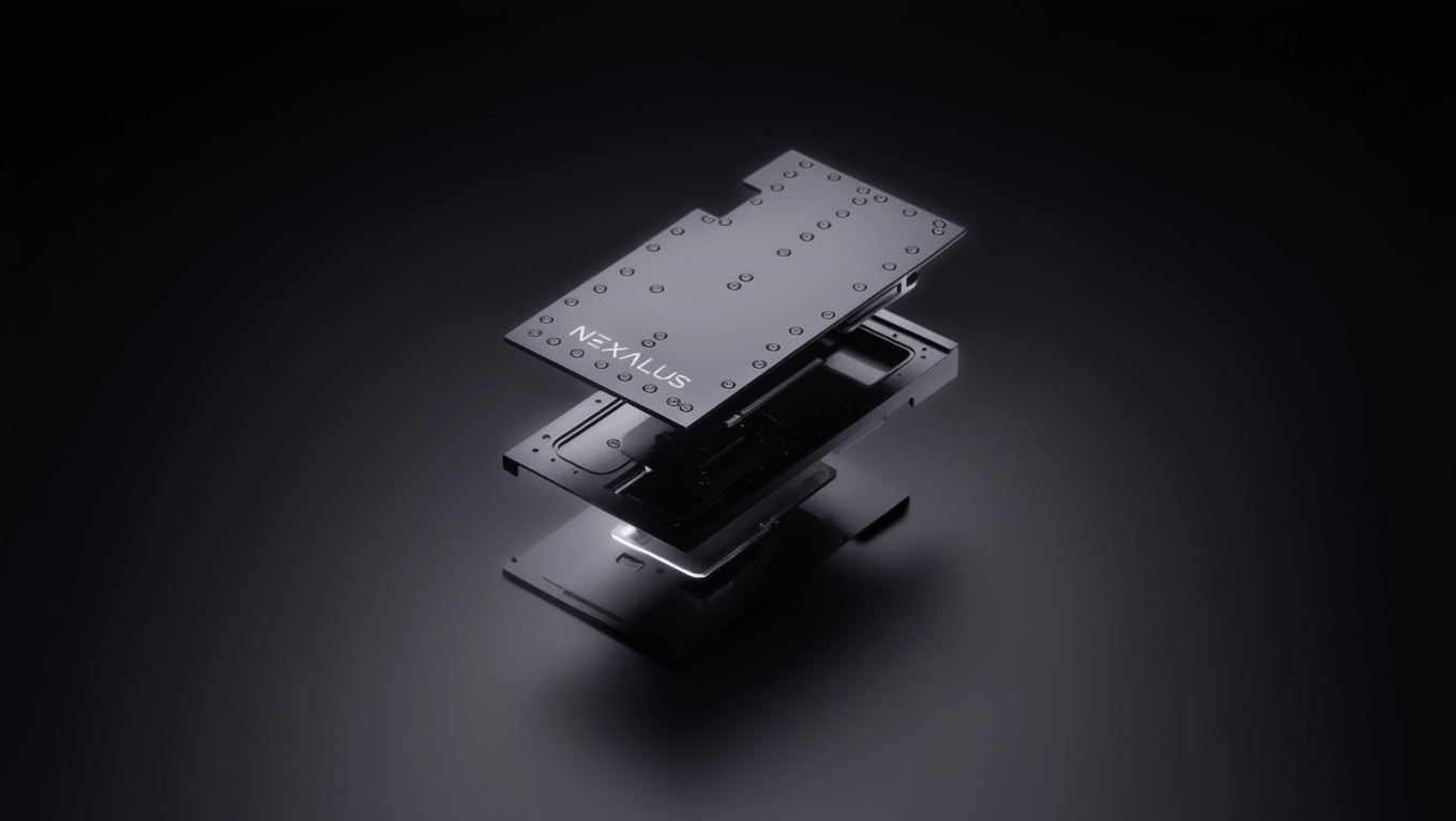 Exploded render of nexalus cooling solution