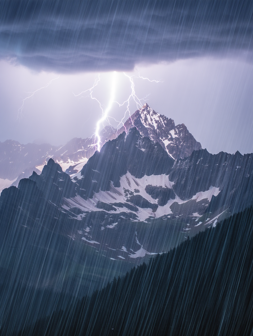Mountain range with stormy conditions