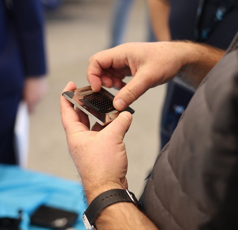 Cooling solution and chip being held in a hand